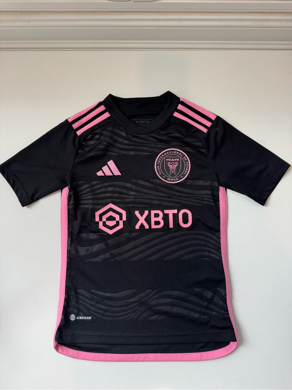 adidas Inter Miami CF Youth 9-10Y 140 Black Pink Away Soccer Jersey